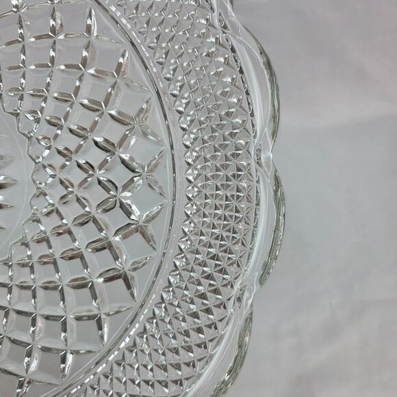 Vintage Anchor Hocking Wexford Cupped Edge Torte Plate Quilted Diamond Design - Picture 11 of 12